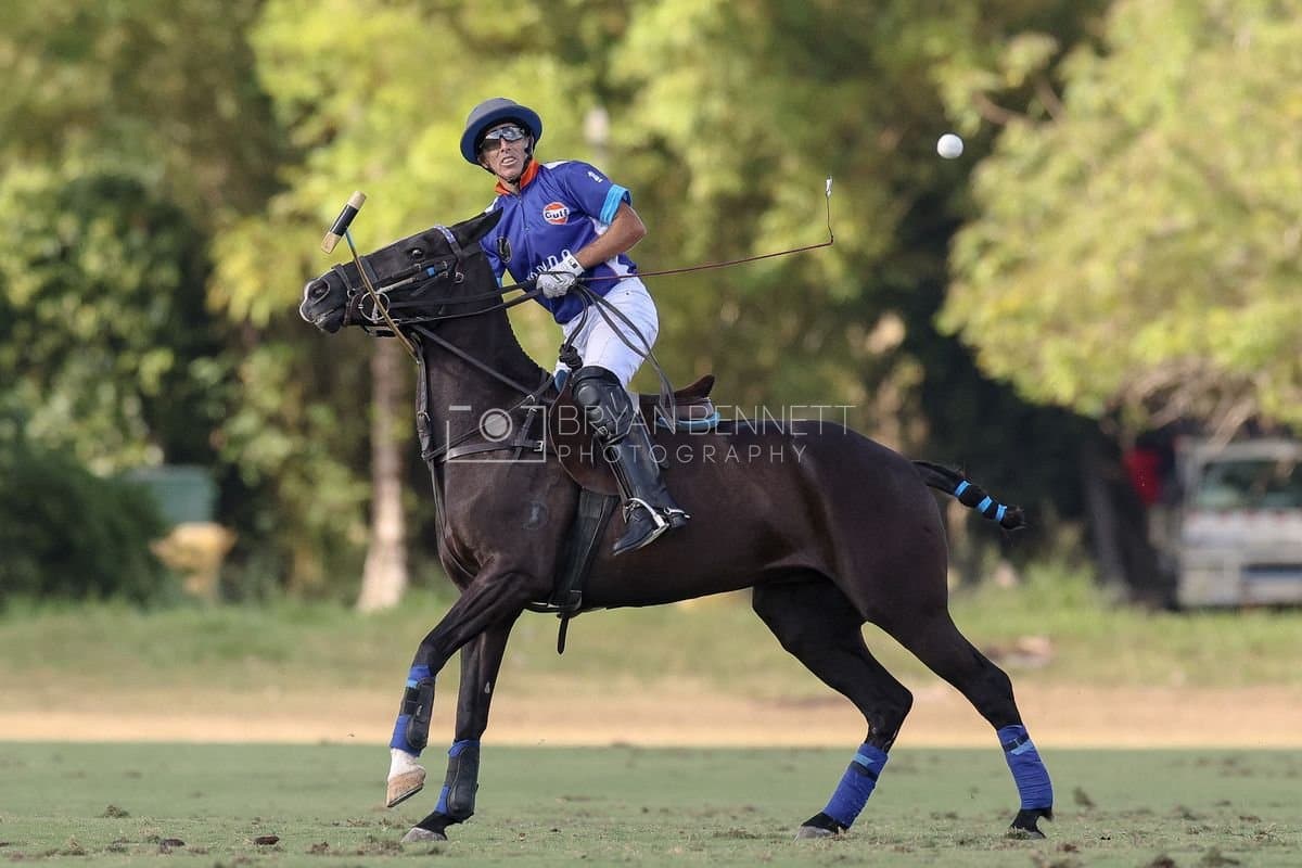 La Romanza 3J and La Espada Gulf play polo during the Copa Britanica at Casa de Campo Polo Club in La Romana, Dominican Republic on March 6, 2026. (Photos by Bryan Bennett)