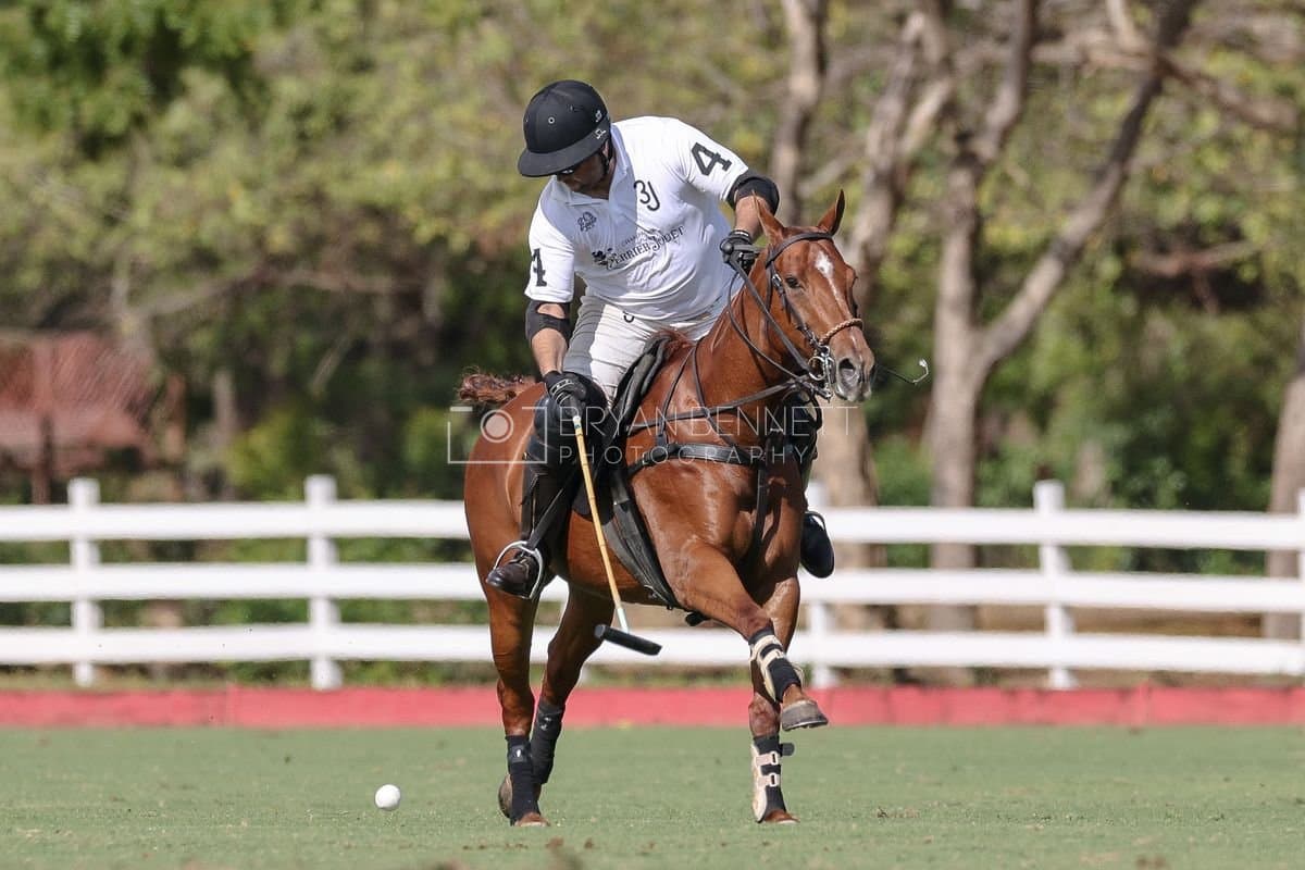 La Romanza 3J and La Espada Gulf play polo during the Copa Britanica at Casa de Campo Polo Club in La Romana, Dominican Republic on March 6, 2026. (Photos by Bryan Bennett)
