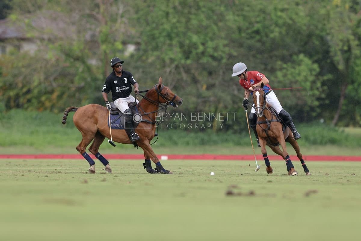 Casa de Campo and La Romanza 3J play polo during the Casa de Campo Challenge at Casa de Campo in La Romana, Dominican Republic on April 4, 2025. (Photo by Bryan Bennett)