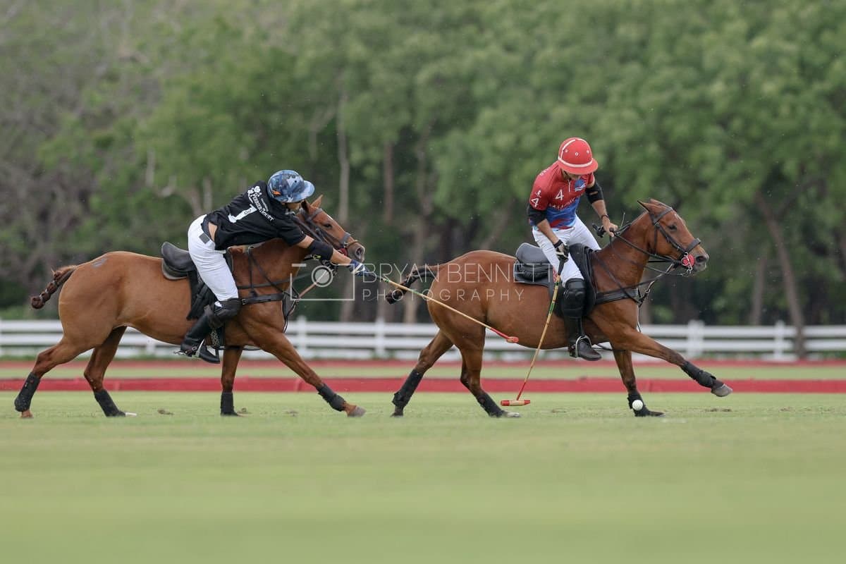 Casa de Campo and La Romanza 3J play polo during the Casa de Campo Challenge at Casa de Campo in La Romana, Dominican Republic on April 4, 2025. (Photo by Bryan Bennett)