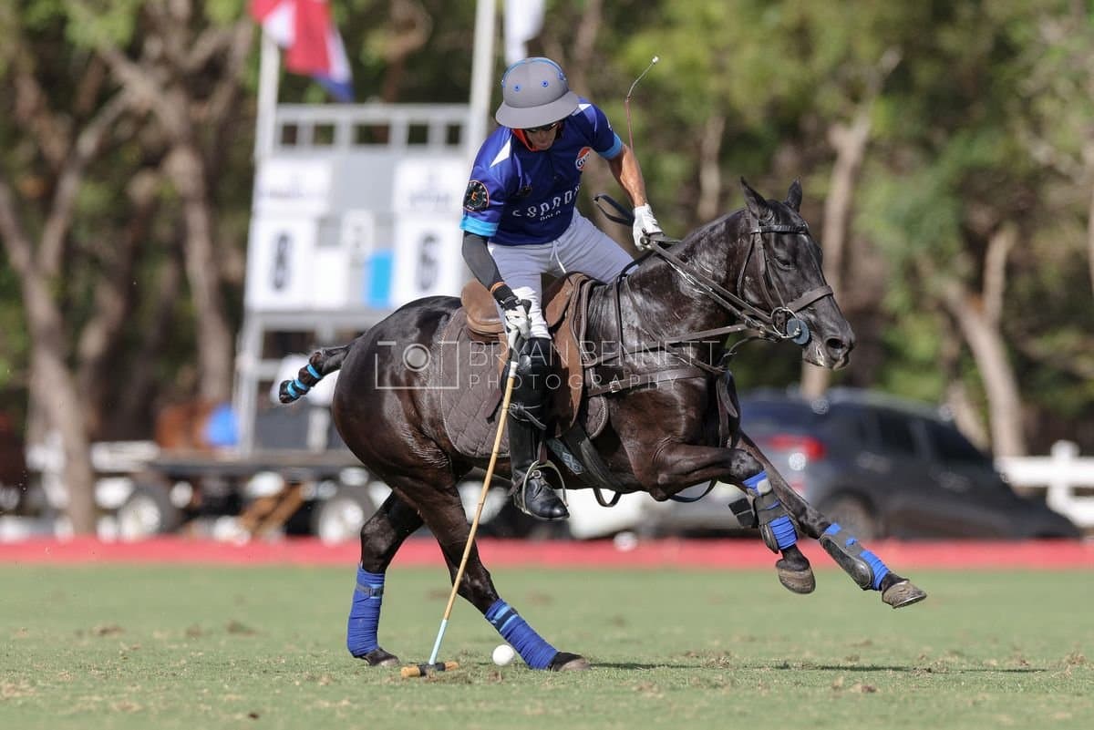 La Romanza 3J and La Espada Gulf play polo during the Copa Britanica at Casa de Campo Polo Club in La Romana, Dominican Republic on March 6, 2026. (Photos by Bryan Bennett)