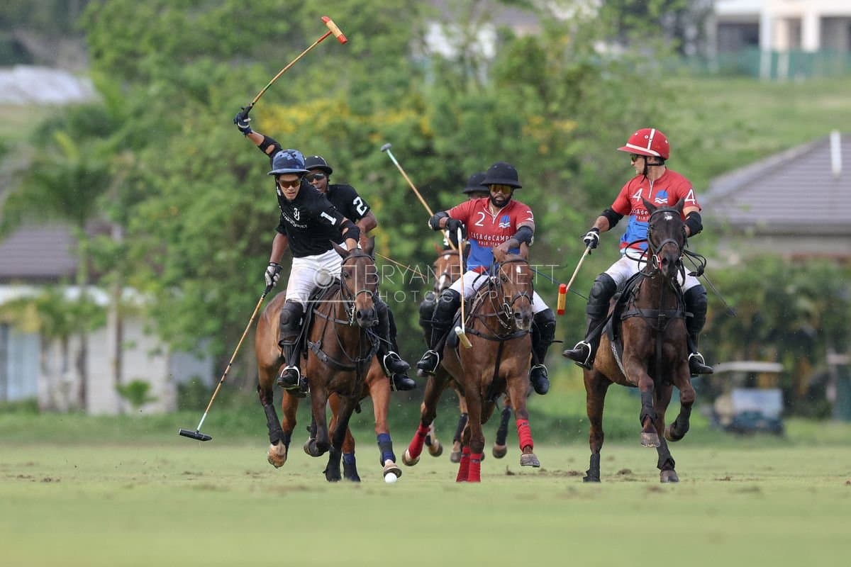 Casa de Campo and La Romanza 3J play polo during the Casa de Campo Challenge at Casa de Campo in La Romana, Dominican Republic on April 4, 2025. (Photo by Bryan Bennett)