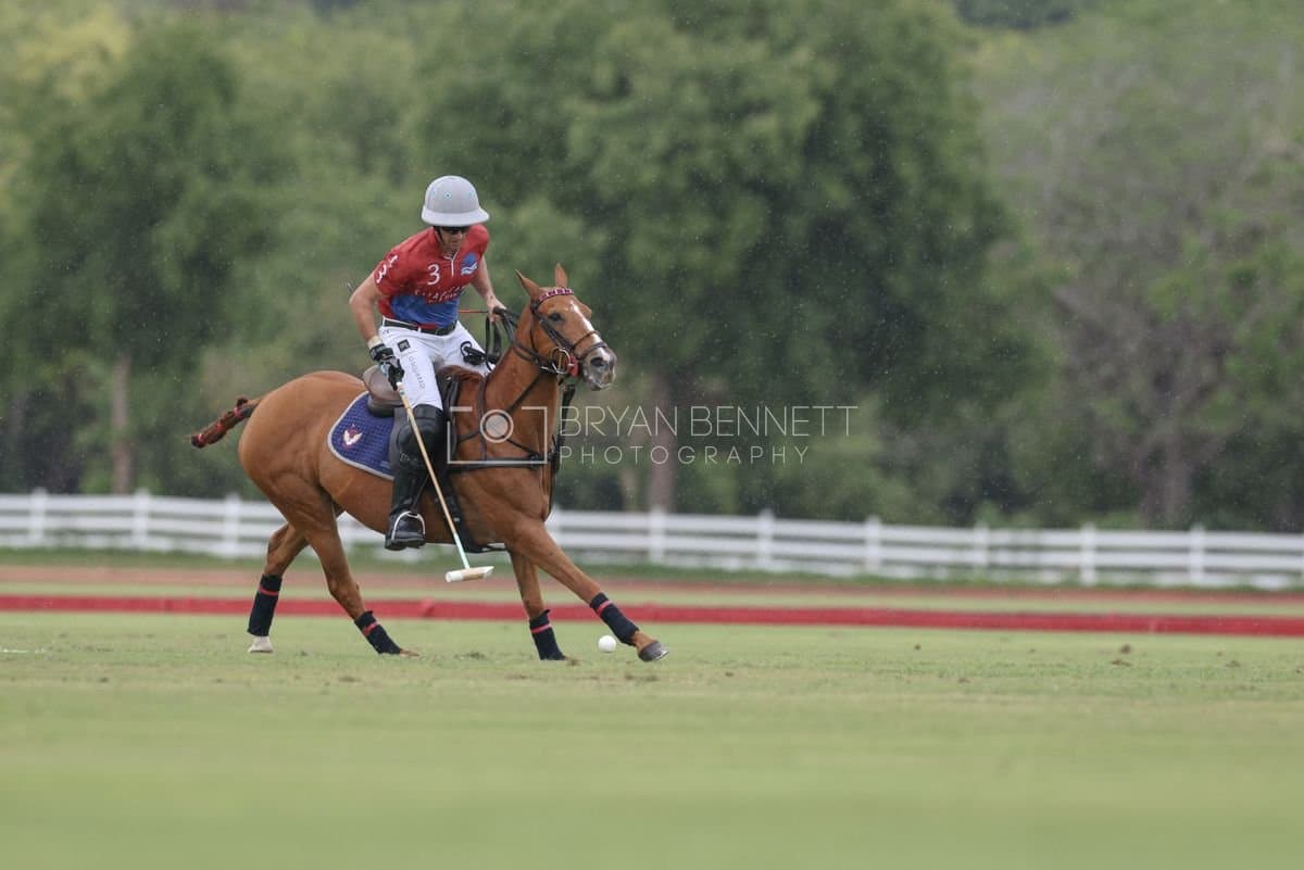 Casa de Campo and La Romanza 3J play polo during the Casa de Campo Challenge at Casa de Campo in La Romana, Dominican Republic on April 4, 2025. (Photo by Bryan Bennett)