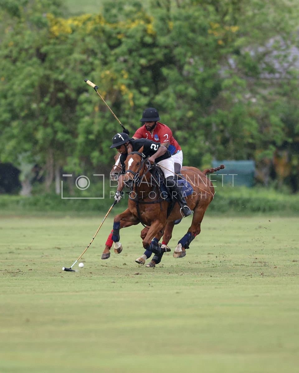 Casa de Campo and La Romanza 3J play polo during the Casa de Campo Challenge at Casa de Campo in La Romana, Dominican Republic on April 4, 2025. (Photo by Bryan Bennett)