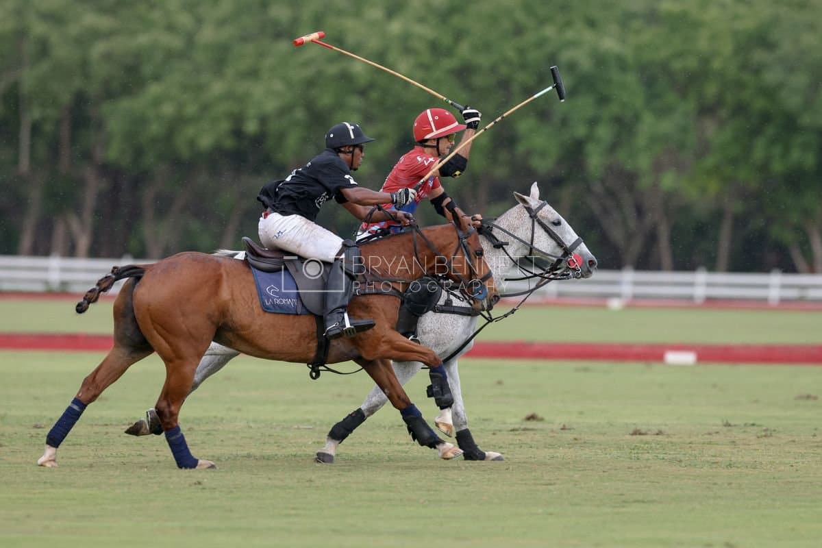 Casa de Campo and La Romanza 3J play polo during the Casa de Campo Challenge at Casa de Campo in La Romana, Dominican Republic on April 4, 2025. (Photo by Bryan Bennett)