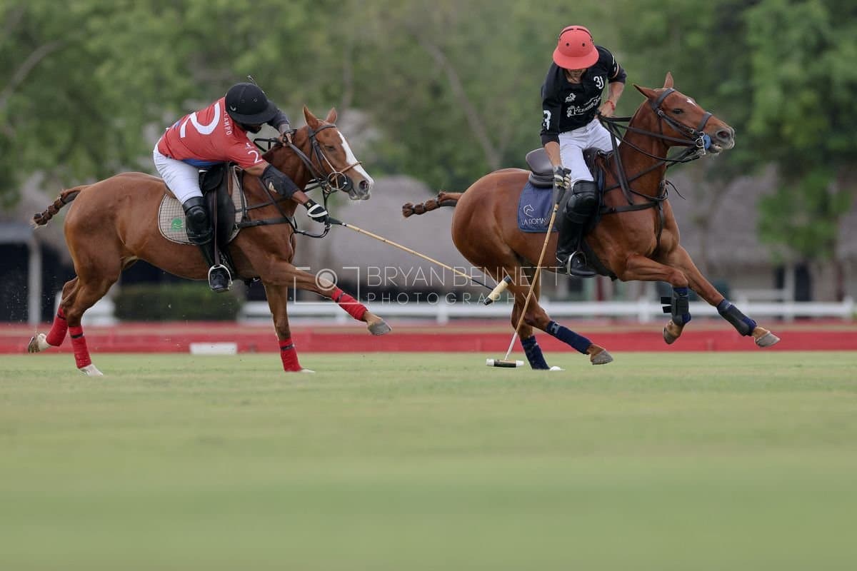 Casa de Campo and La Romanza 3J play polo during the Casa de Campo Challenge at Casa de Campo in La Romana, Dominican Republic on April 4, 2025. (Photo by Bryan Bennett)
