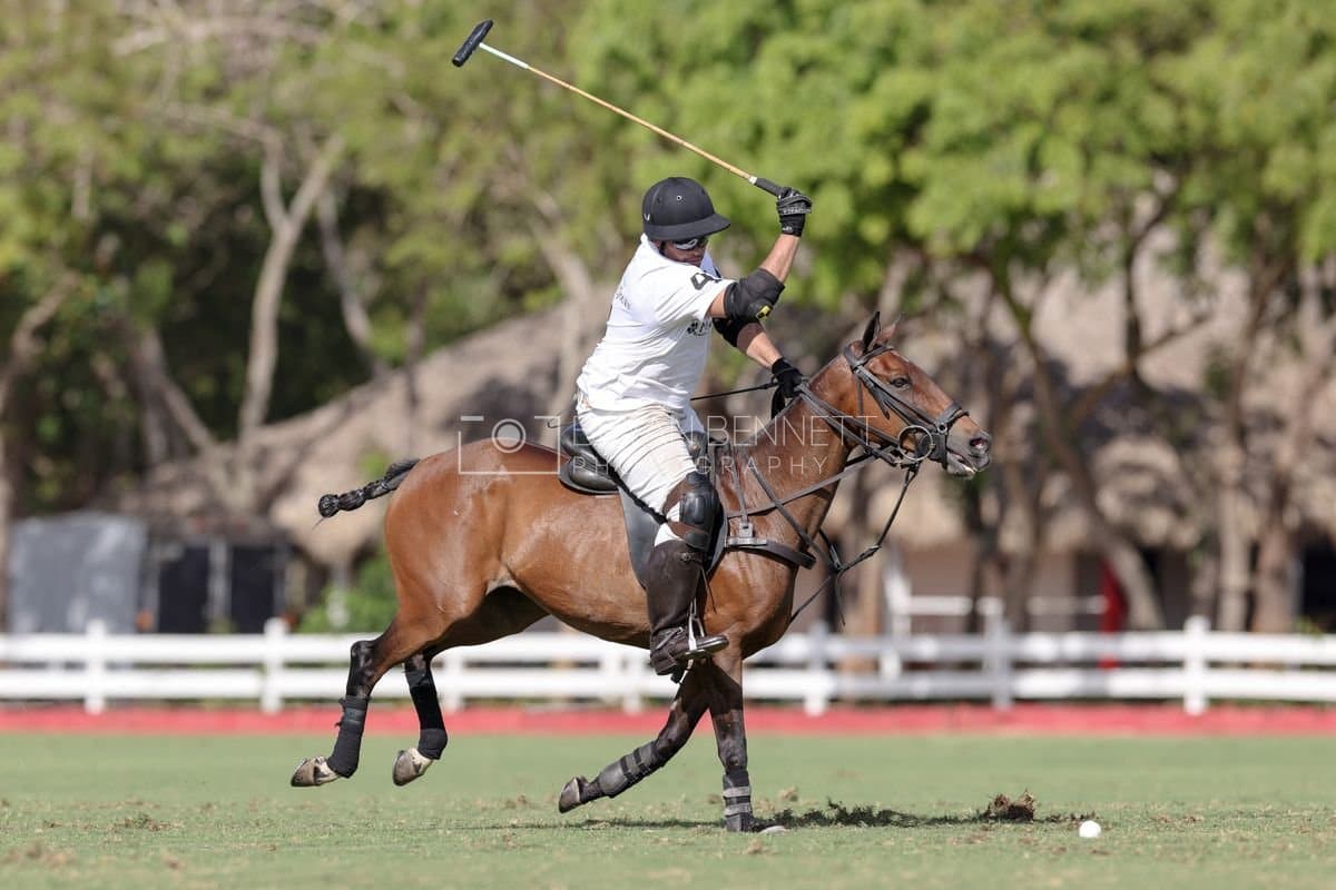 La Romanza 3J and La Espada Gulf play polo during the Copa Britanica at Casa de Campo Polo Club in La Romana, Dominican Republic on March 6, 2026. (Photos by Bryan Bennett)