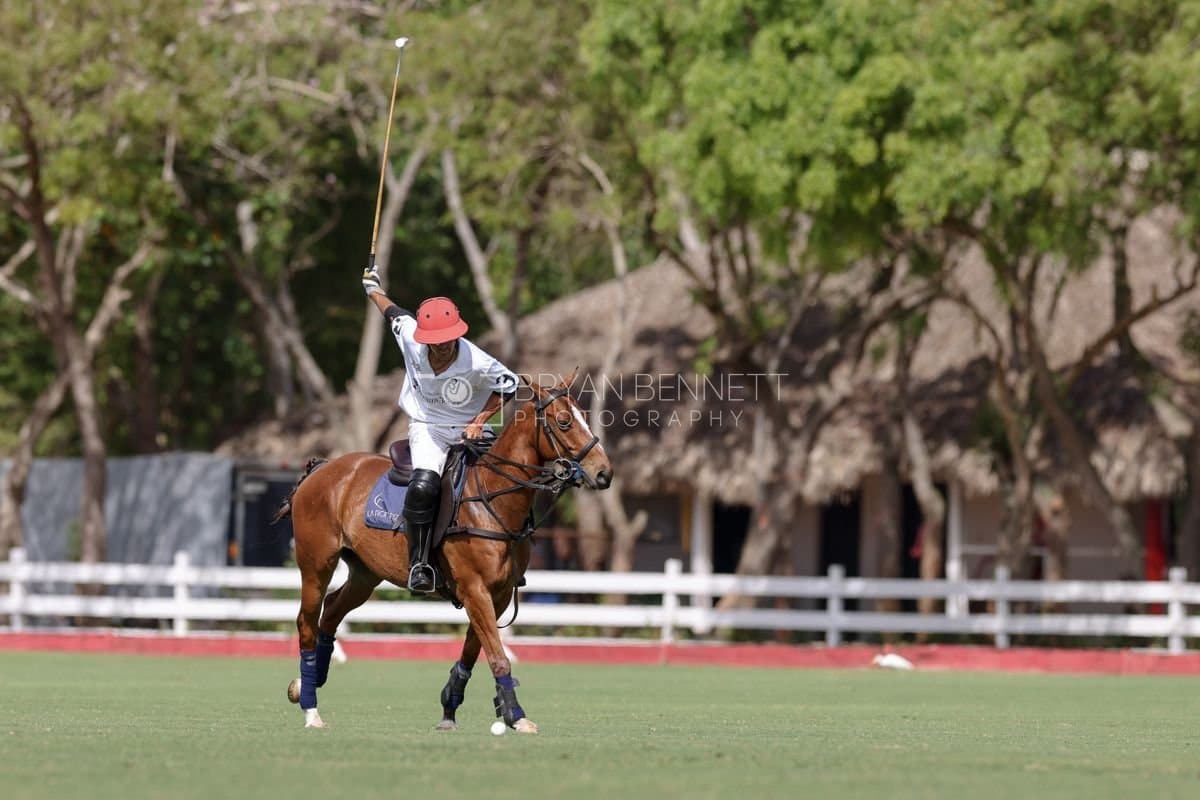 La Romanza 3J and La Espada Gulf play polo during the Copa Britanica at Casa de Campo Polo Club in La Romana, Dominican Republic on March 6, 2026. (Photos by Bryan Bennett)
