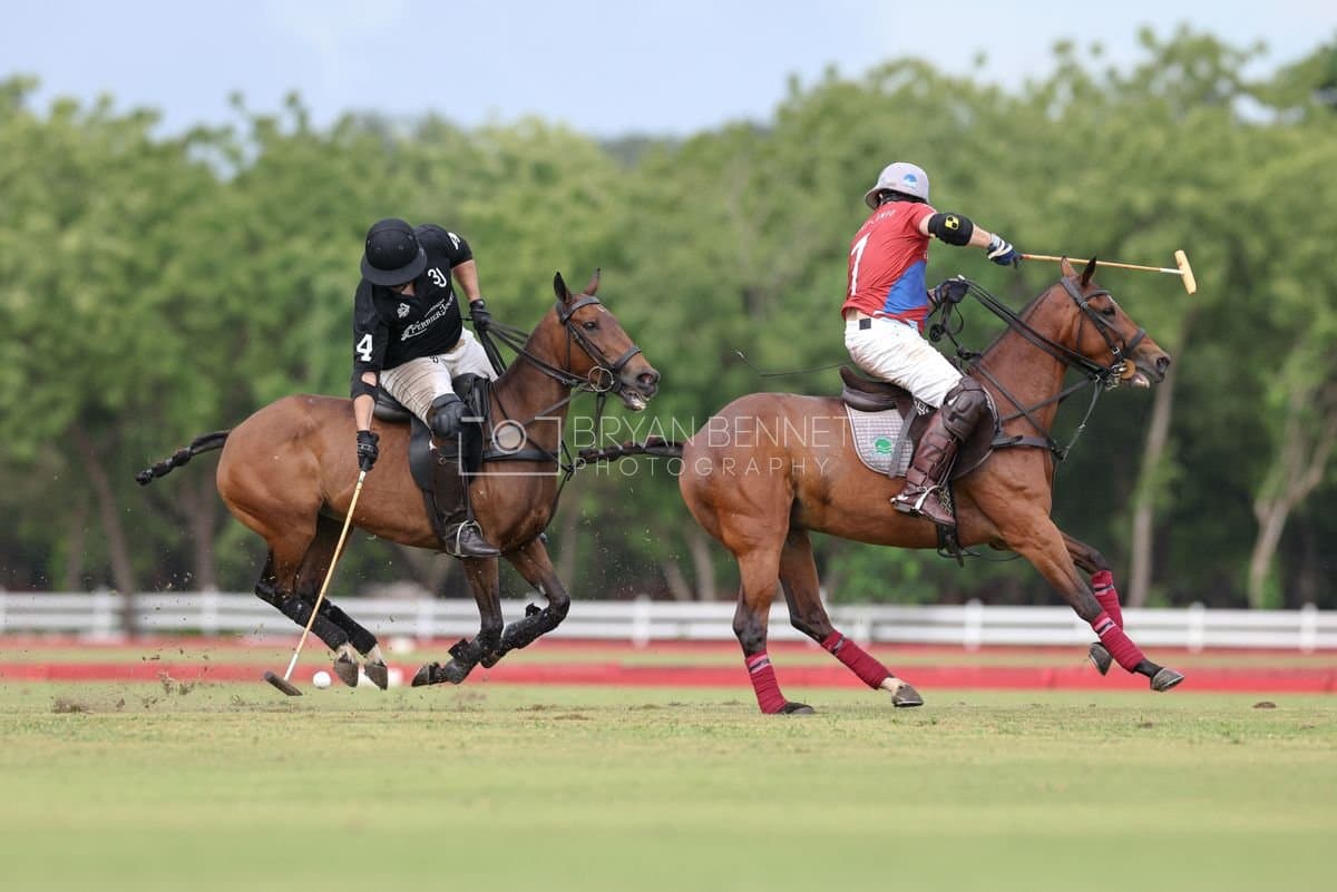 Casa de Campo and La Romanza 3J play polo during the Casa de Campo Challenge at Casa de Campo in La Romana, Dominican Republic on April 4, 2025. (Photo by Bryan Bennett)