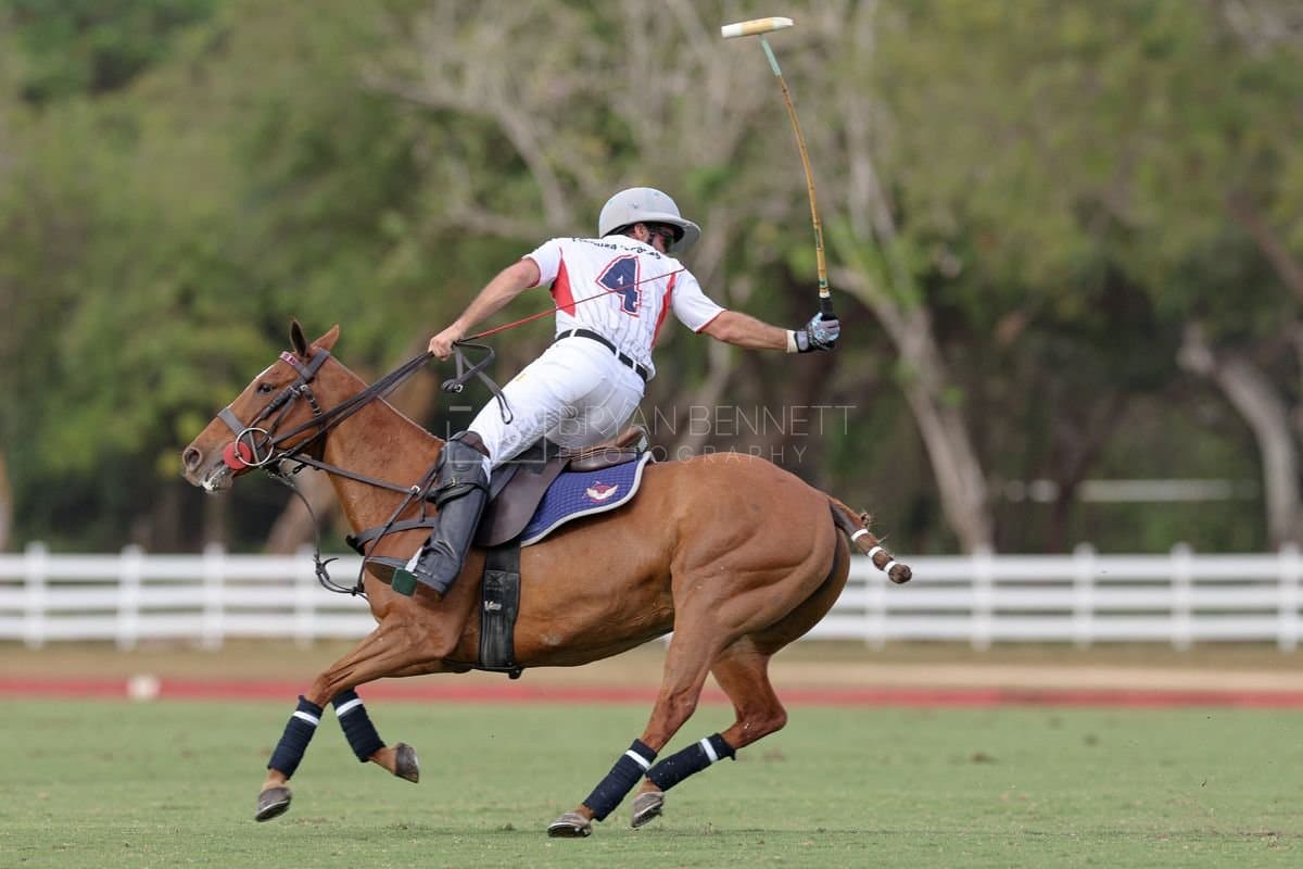 Lechuza Caracas and La Romanza 3J play polo during the Copa Britanica at Casa de Campo in La Romana, La Romana, Dominican Republic on March 1, 2026. (Photos by Bryan Bennett)