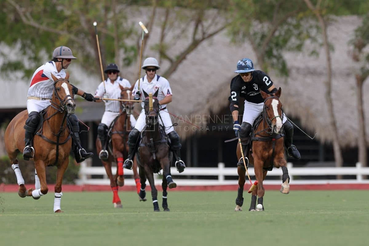 Lechuza Caracas and La Romanza 3J play polo during the Copa Britanica at Casa de Campo in La Romana, La Romana, Dominican Republic on March 1, 2026. (Photos by Bryan Bennett)