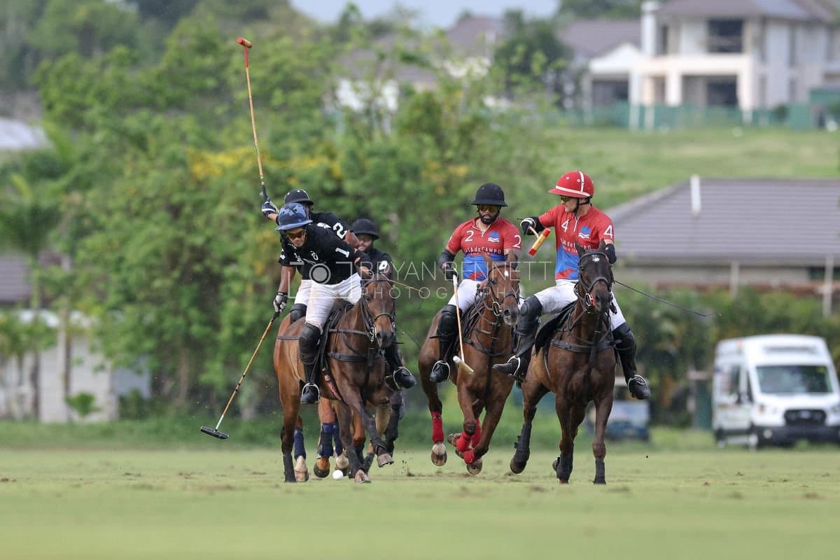 Casa de Campo and La Romanza 3J play polo during the Casa de Campo Challenge at Casa de Campo in La Romana, Dominican Republic on April 4, 2025. (Photo by Bryan Bennett)