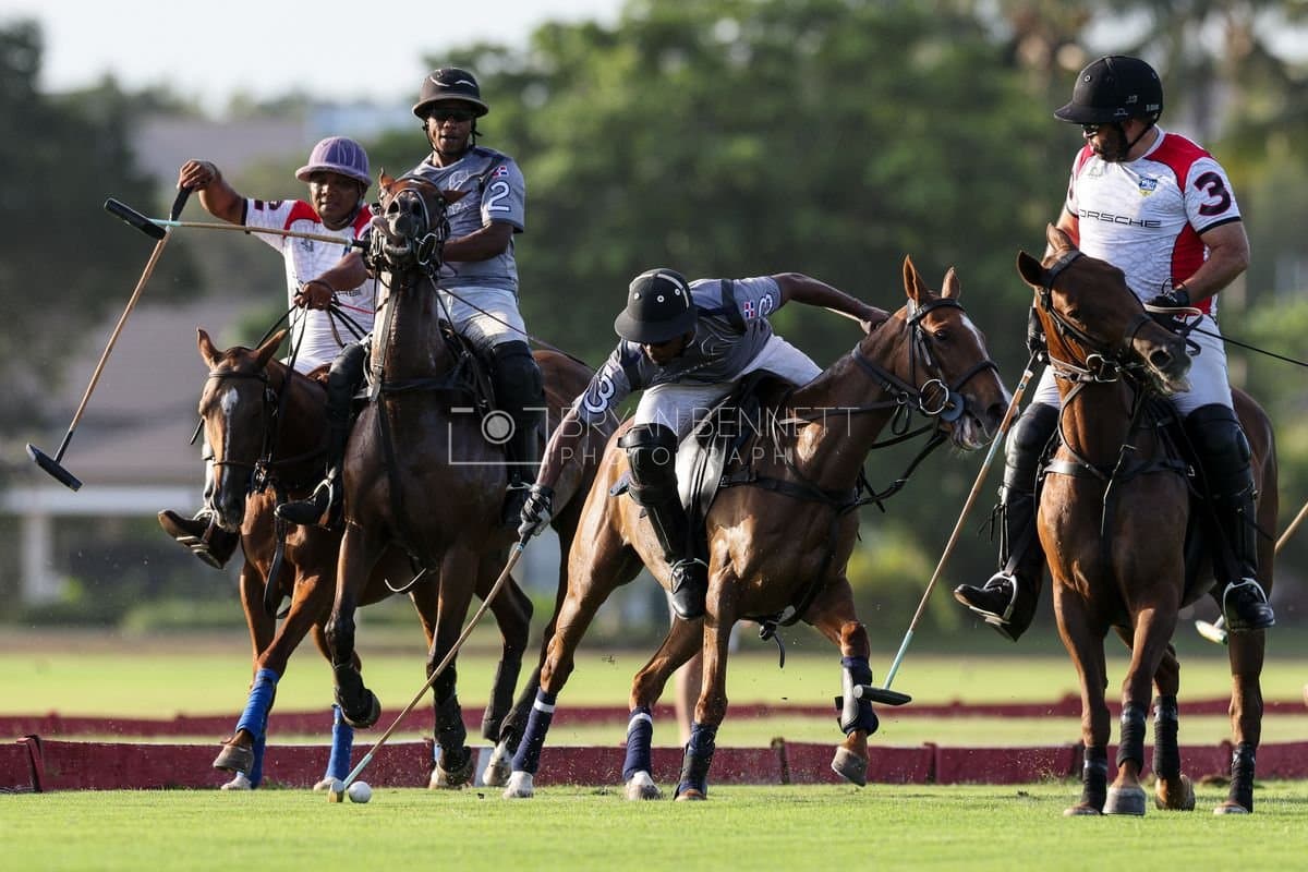 La Suiza and La Carbuccia play polo at Casa de Campo in La Romana, Dominican Republic on August 8, 2026. (Photos by Bryan Bennett)