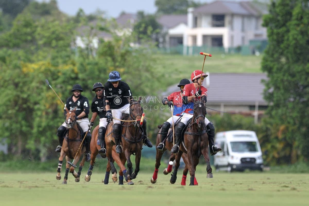 Casa de Campo and La Romanza 3J play polo during the Casa de Campo Challenge at Casa de Campo in La Romana, Dominican Republic on April 4, 2025. (Photo by Bryan Bennett)