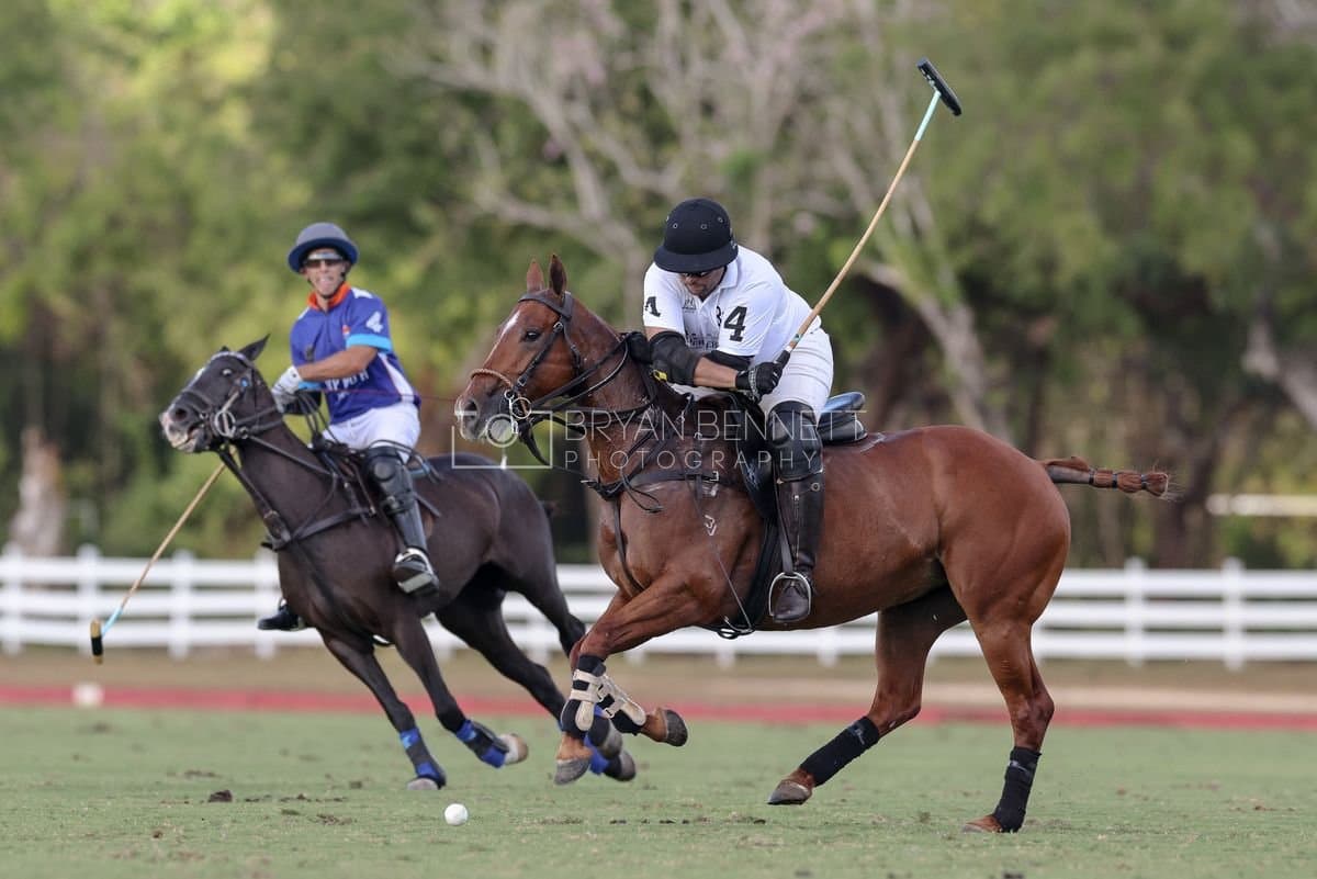 La Romanza 3J and La Espada Gulf play polo during the Copa Britanica at Casa de Campo Polo Club in La Romana, Dominican Republic on March 6, 2026. (Photos by Bryan Bennett)