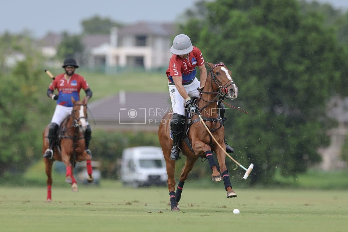 Casa de Campo and La Romanza 3J play polo during the Casa de Campo Challenge at Casa de Campo in La Romana, Dominican Republic on April 4, 2025. (Photo by Bryan Bennett)