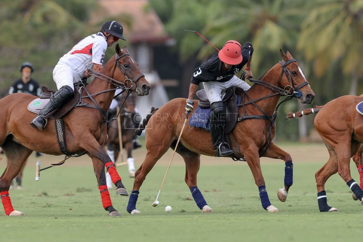 Lechuza Caracas and La Romanza 3J play polo during the Copa Britanica at Casa de Campo in La Romana, La Romana, Dominican Republic on March 1, 2026. (Photos by Bryan Bennett)