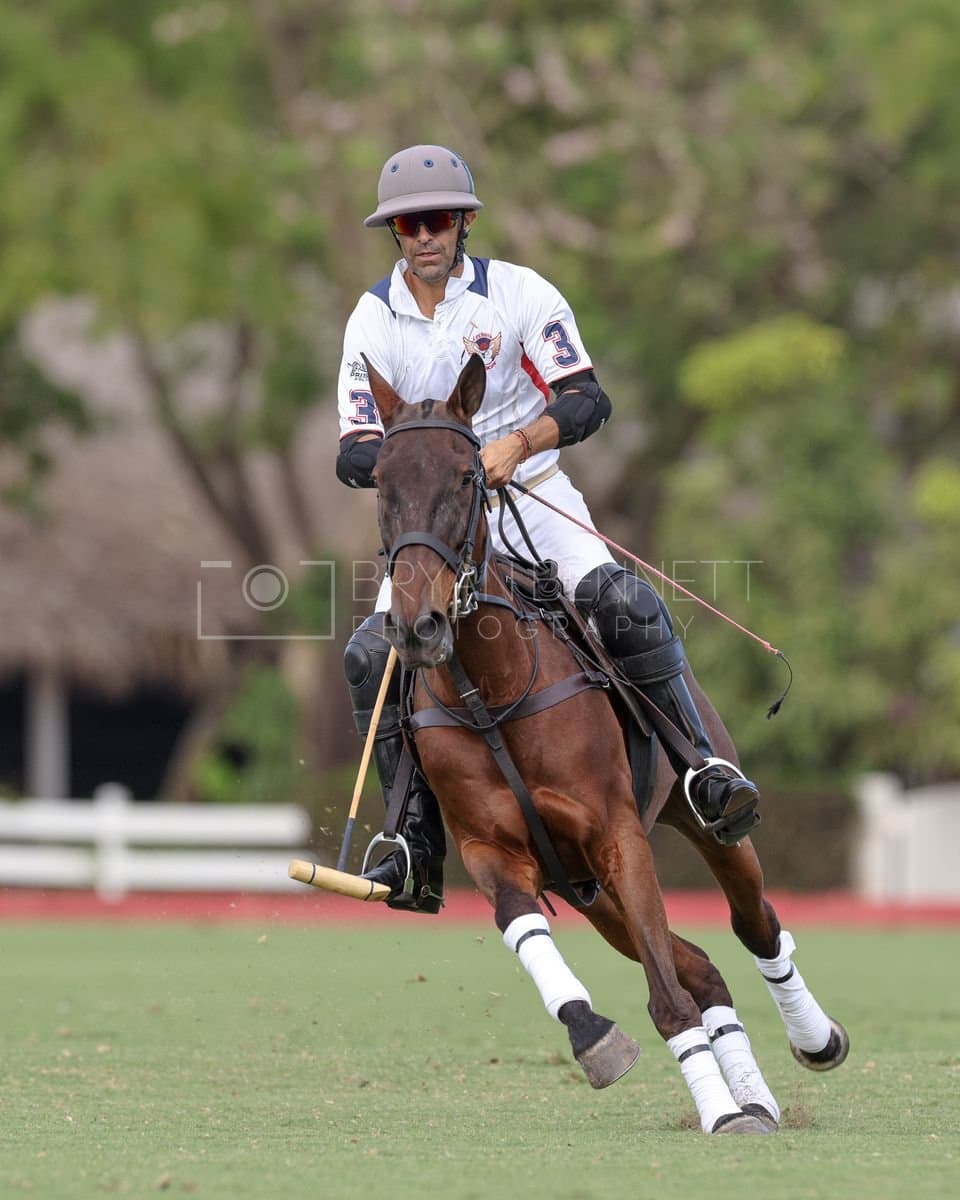 Lechuza Caracas and La Romanza 3J play polo during the Copa Britanica at Casa de Campo in La Romana, La Romana, Dominican Republic on March 1, 2026. (Photos by Bryan Bennett)