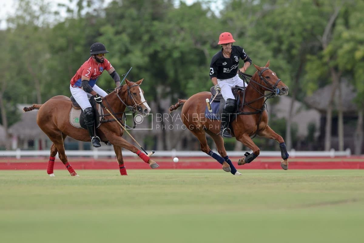 Casa de Campo and La Romanza 3J play polo during the Casa de Campo Challenge at Casa de Campo in La Romana, Dominican Republic on April 4, 2025. (Photo by Bryan Bennett)
