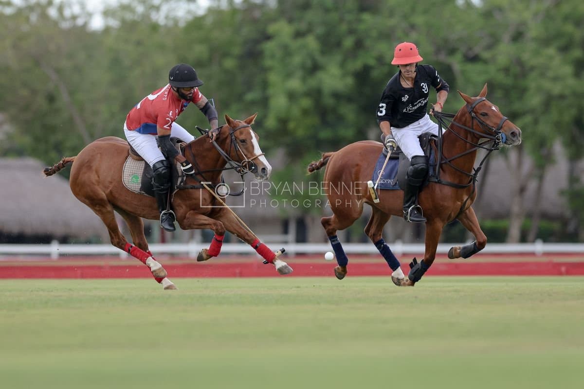Casa de Campo and La Romanza 3J play polo during the Casa de Campo Challenge at Casa de Campo in La Romana, Dominican Republic on April 4, 2025. (Photo by Bryan Bennett)