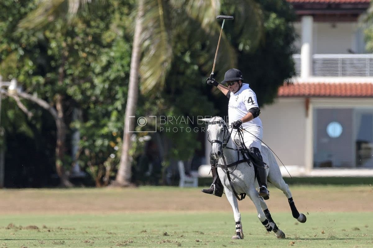 La Romanza 3J and La Espada Gulf play polo during the Copa Britanica at Casa de Campo Polo Club in La Romana, Dominican Republic on March 6, 2026. (Photos by Bryan Bennett)