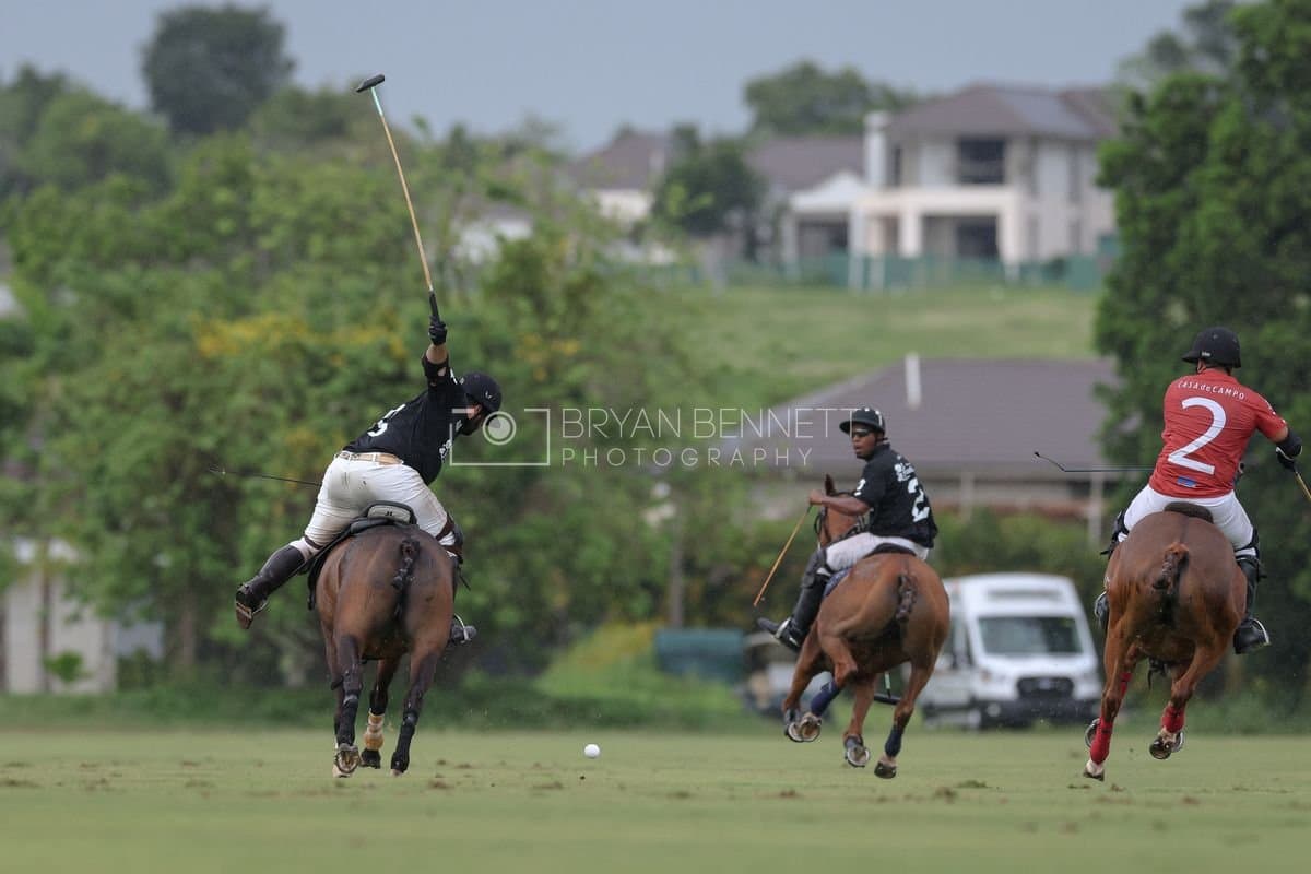Casa de Campo and La Romanza 3J play polo during the Casa de Campo Challenge at Casa de Campo in La Romana, Dominican Republic on April 4, 2025. (Photo by Bryan Bennett)