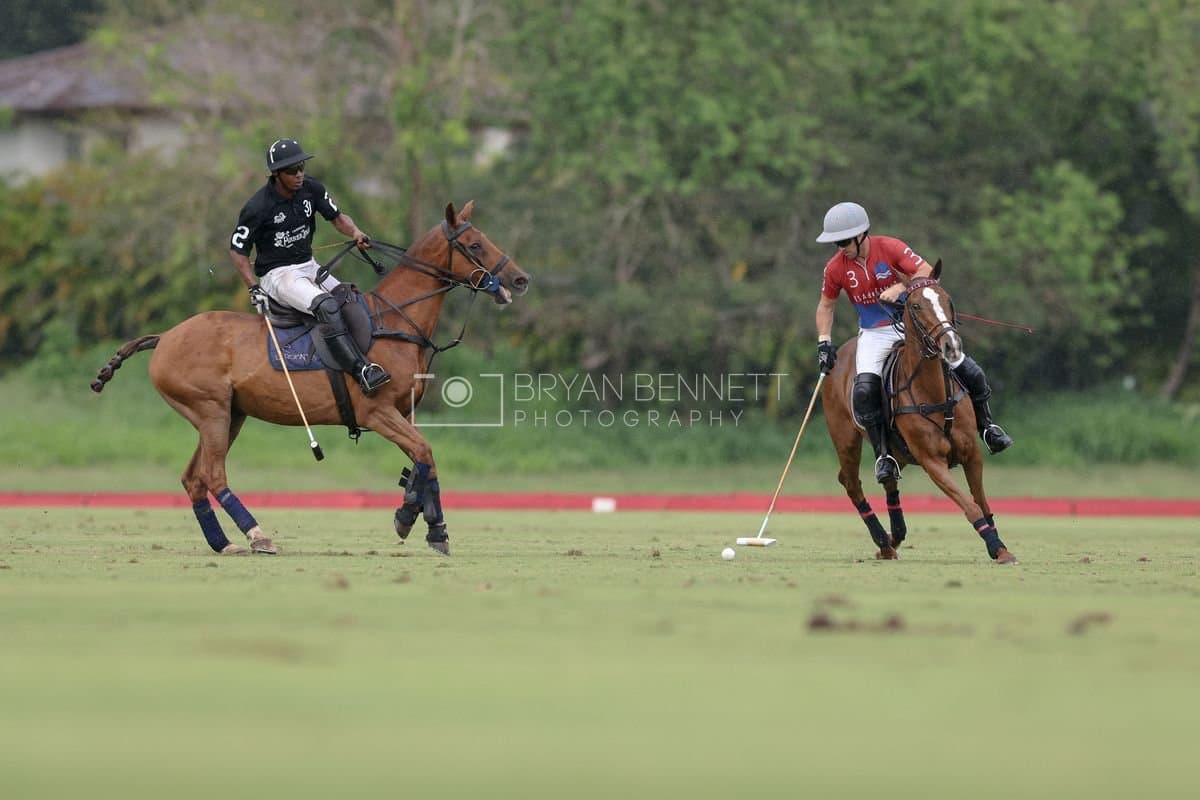 Casa de Campo and La Romanza 3J play polo during the Casa de Campo Challenge at Casa de Campo in La Romana, Dominican Republic on April 4, 2025. (Photo by Bryan Bennett)