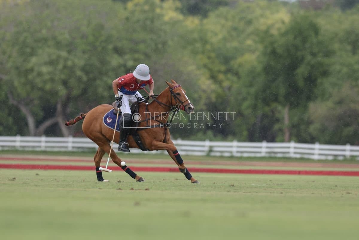 Casa de Campo and La Romanza 3J play polo during the Casa de Campo Challenge at Casa de Campo in La Romana, Dominican Republic on April 4, 2025. (Photo by Bryan Bennett)