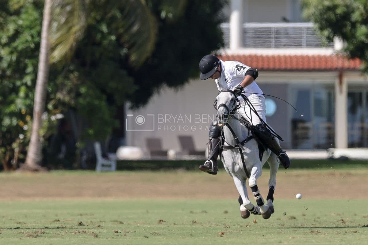 La Romanza 3J and La Espada Gulf play polo during the Copa Britanica at Casa de Campo Polo Club in La Romana, Dominican Republic on March 6, 2026. (Photos by Bryan Bennett)