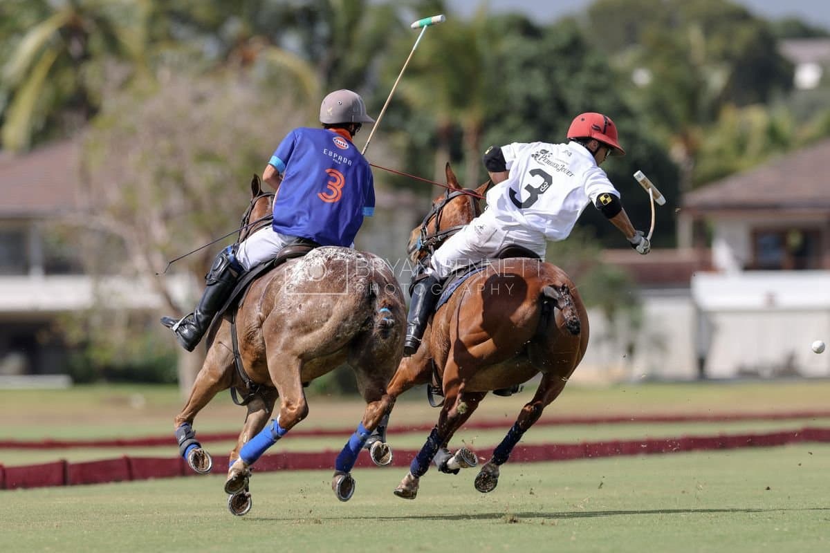 La Romanza 3J and La Espada Gulf play polo during the Copa Britanica at Casa de Campo Polo Club in La Romana, Dominican Republic on March 6, 2026. (Photos by Bryan Bennett)