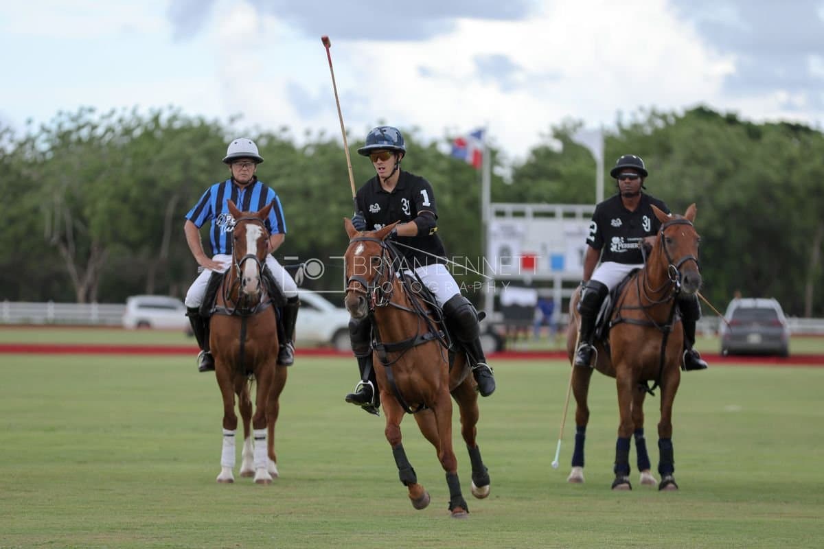 Casa de Campo and La Romanza 3J play polo during the Casa de Campo Challenge at Casa de Campo in La Romana, Dominican Republic on April 4, 2025. (Photo by Bryan Bennett)
