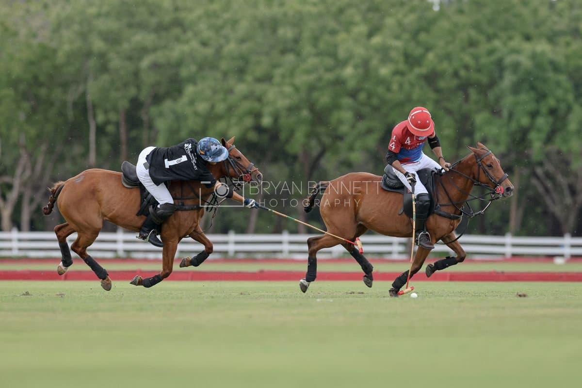 Casa de Campo and La Romanza 3J play polo during the Casa de Campo Challenge at Casa de Campo in La Romana, Dominican Republic on April 4, 2025. (Photo by Bryan Bennett)