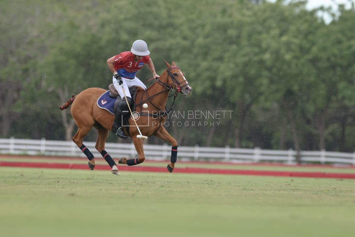 Casa de Campo and La Romanza 3J play polo during the Casa de Campo Challenge at Casa de Campo in La Romana, Dominican Republic on April 4, 2025. (Photo by Bryan Bennett)