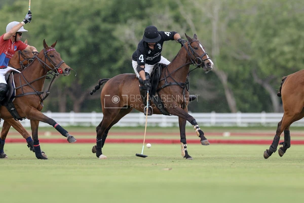 Casa de Campo and La Romanza 3J play polo during the Casa de Campo Challenge at Casa de Campo in La Romana, Dominican Republic on April 4, 2025. (Photo by Bryan Bennett)