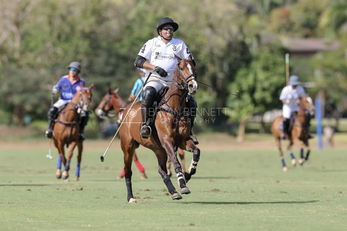 La Romanza 3J and La Espada Gulf play polo during the Copa Britanica at Casa de Campo Polo Club in La Romana, Dominican Republic on March 6, 2026. (Photos by Bryan Bennett)