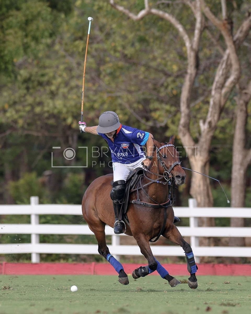 La Romanza 3J and La Espada Gulf play polo during the Copa Britanica at Casa de Campo Polo Club in La Romana, Dominican Republic on March 6, 2026. (Photos by Bryan Bennett)