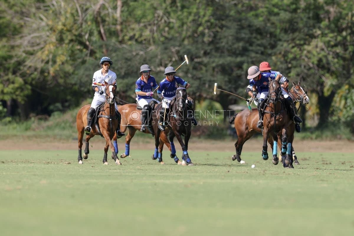 La Romanza 3J and La Espada Gulf play polo during the Copa Britanica at Casa de Campo Polo Club in La Romana, Dominican Republic on March 6, 2026. (Photos by Bryan Bennett)