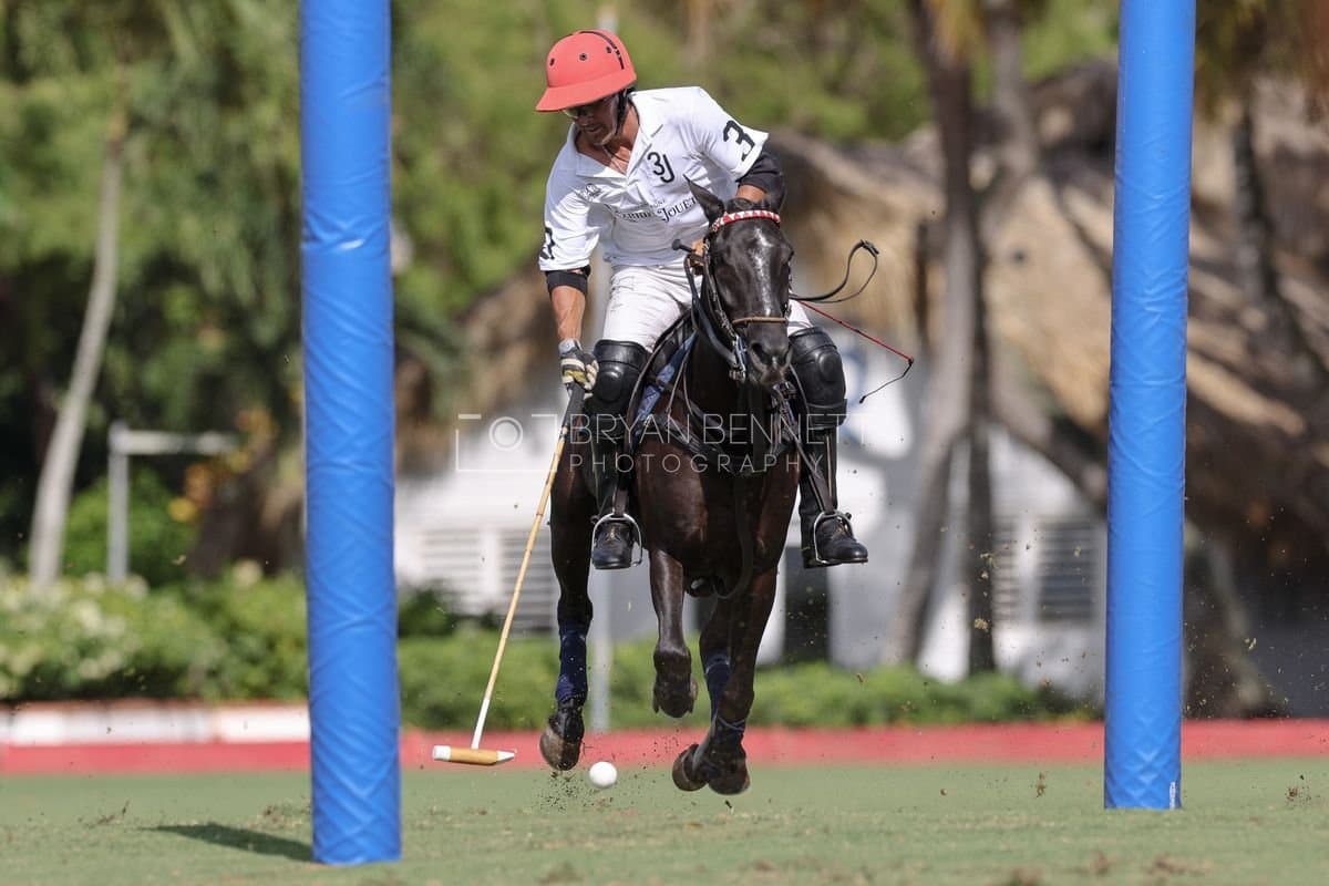 La Romanza 3J and La Espada Gulf play polo during the Copa Britanica at Casa de Campo Polo Club in La Romana, Dominican Republic on March 6, 2026. (Photos by Bryan Bennett)