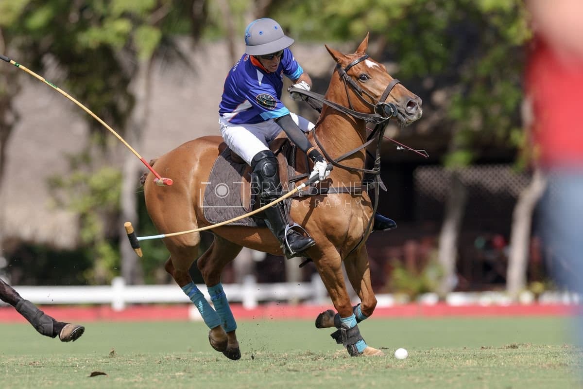 La Romanza 3J and La Espada Gulf play polo during the Copa Britanica at Casa de Campo Polo Club in La Romana, Dominican Republic on March 6, 2026. (Photos by Bryan Bennett)