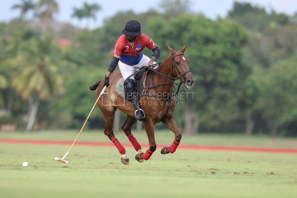 Casa de Campo and La Romanza 3J play polo during the Casa de Campo Challenge at Casa de Campo in La Romana, Dominican Republic on April 4, 2025. (Photo by Bryan Bennett)