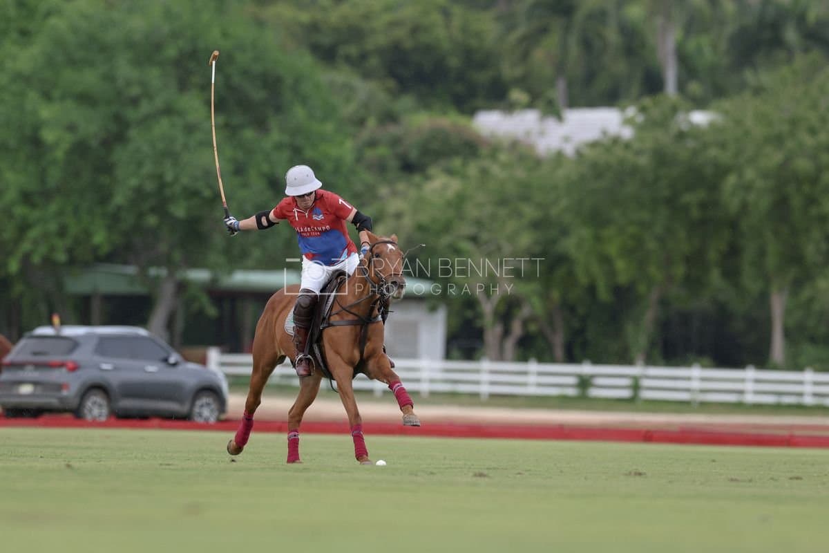 Casa de Campo and La Romanza 3J play polo during the Casa de Campo Challenge at Casa de Campo in La Romana, Dominican Republic on April 4, 2025. (Photo by Bryan Bennett)