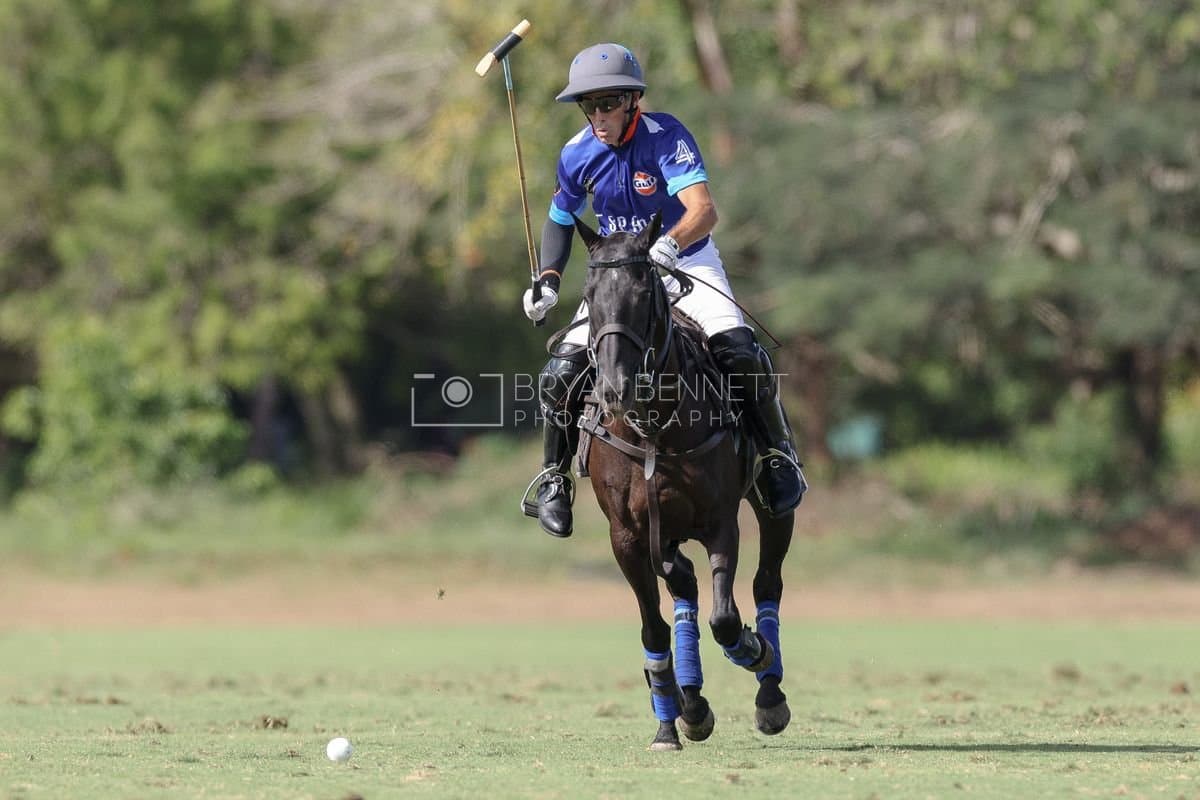 La Romanza 3J and La Espada Gulf play polo during the Copa Britanica at Casa de Campo Polo Club in La Romana, Dominican Republic on March 6, 2026. (Photos by Bryan Bennett)