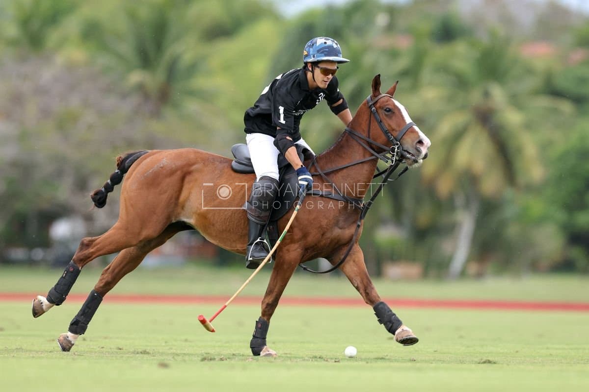 Casa de Campo and La Romanza 3J play polo during the Casa de Campo Challenge at Casa de Campo in La Romana, Dominican Republic on April 4, 2025. (Photo by Bryan Bennett)