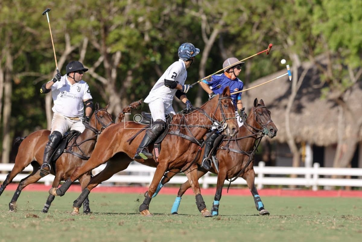 La Romanza 3J and La Espada Gulf play polo during the Copa Britanica at Casa de Campo Polo Club in La Romana, Dominican Republic on March 6, 2026. (Photos by Bryan Bennett)