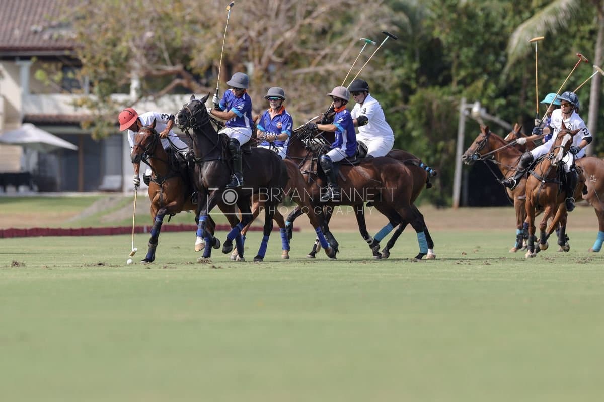 La Romanza 3J and La Espada Gulf play polo during the Copa Britanica at Casa de Campo Polo Club in La Romana, Dominican Republic on March 6, 2026. (Photos by Bryan Bennett)
