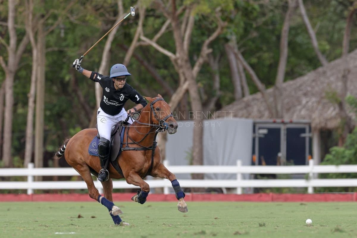 Lechuza Caracas and La Romanza 3J play polo during the Copa Britanica at Casa de Campo in La Romana, La Romana, Dominican Republic on March 1, 2026. (Photos by Bryan Bennett)