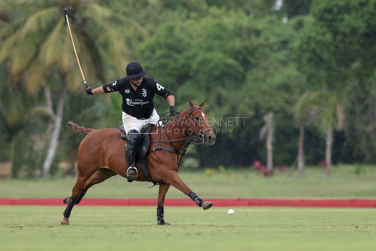 Casa de Campo and La Romanza 3J play polo during the Casa de Campo Challenge at Casa de Campo in La Romana, Dominican Republic on April 4, 2025. (Photo by Bryan Bennett)
