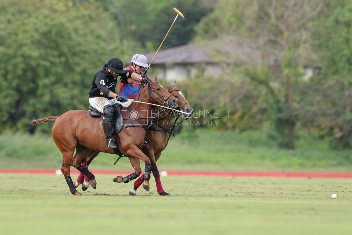 Casa de Campo and La Romanza 3J play polo during the Casa de Campo Challenge at Casa de Campo in La Romana, Dominican Republic on April 4, 2025. (Photo by Bryan Bennett)