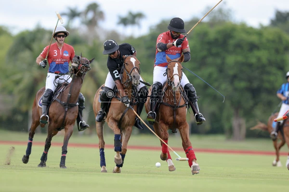 Casa de Campo and La Romanza 3J play polo during the Casa de Campo Challenge at Casa de Campo in La Romana, Dominican Republic on April 4, 2025. (Photo by Bryan Bennett)