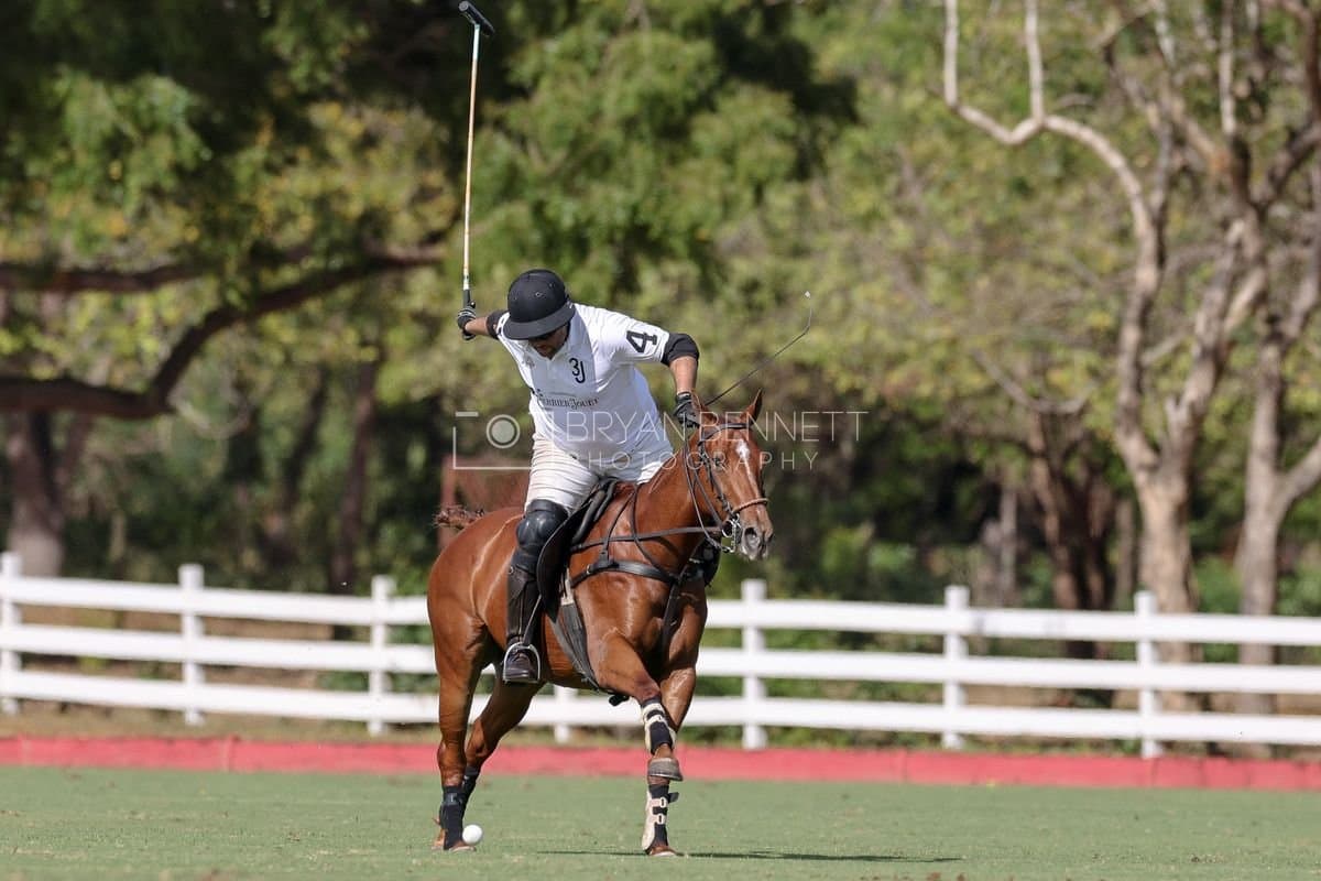 La Romanza 3J and La Espada Gulf play polo during the Copa Britanica at Casa de Campo Polo Club in La Romana, Dominican Republic on March 6, 2026. (Photos by Bryan Bennett)
